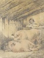 Pigs in a sty - George Morland