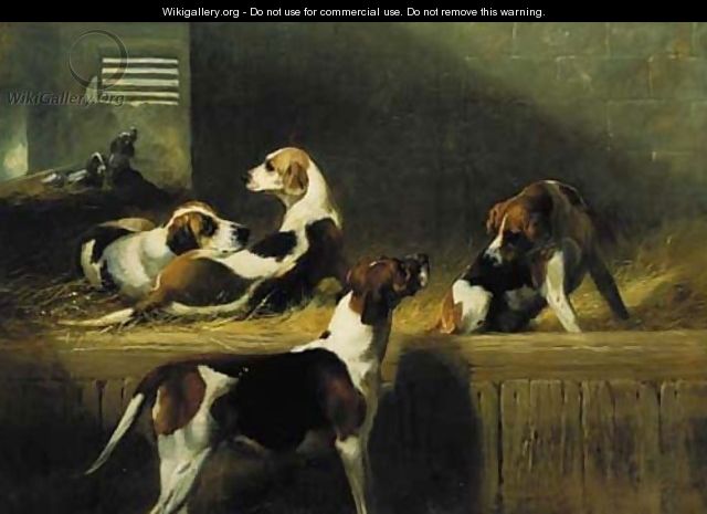 Brocklesby Foxhounds, Scornful, Prudence, Rosebud and Poesy (from left to right) - George Earl