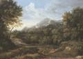 A wooded landscape with a village in flames and mountains beyond - Gaspard Dughet Poussin