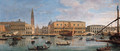The Bacino di San Marco, Venice, looking towards the Doge's Palace and the Piazzetta, with the Bucintoro and other shipping - Caspar Andriaans Van Wittel