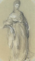 Study of a woman, standing, full-length, her right arm resting on a ledge - Gainsborough Dupont