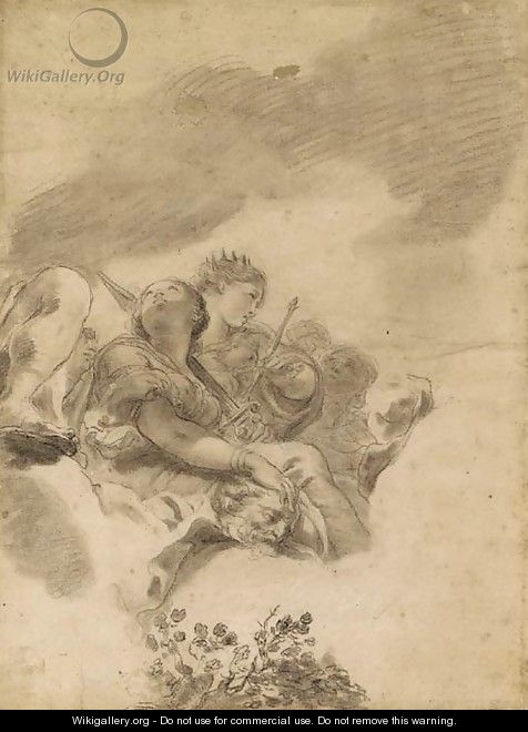 Judith and Esther, with other figures on a cloud - Gaetano Gandolfi