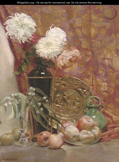 Chrysanthemums in a vase - Gaston Ploquin