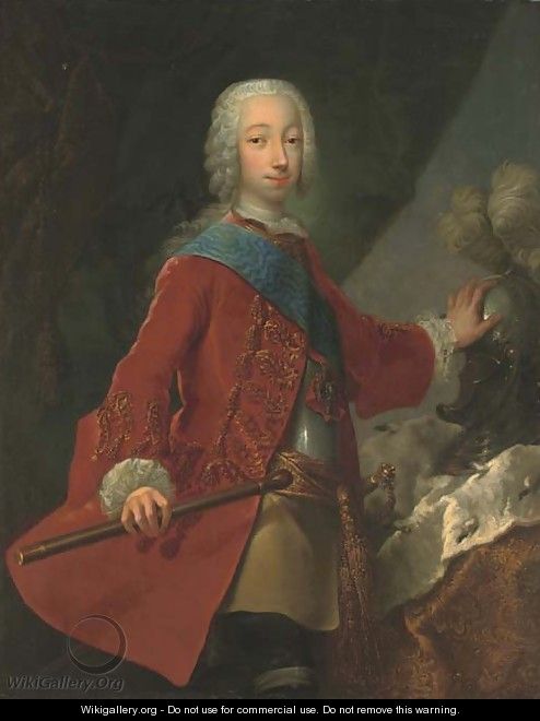 Portrait of the Grand Duke Peter Fedorovich with a baton - Georg Christoph Grooth
