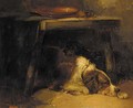 Setters resting under a table - George Armfield