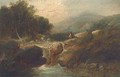 An angler in a river landscape - George Armfield