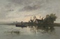 Fishing on the river at dusk - George A. Boyle
