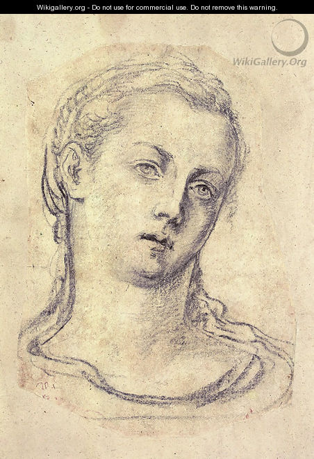 Head of a young woman, tilted to the left - Georg Pencz