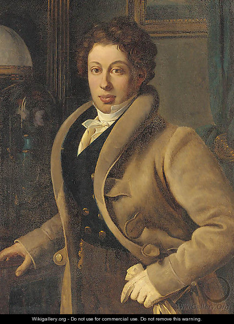 Portrait of a young gentleman in an interior - French School