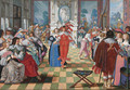 Ladies and cavaliers in a ballroom, after Abraham Bosse - Friedrich The Elder Brentel