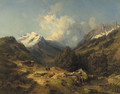 Travellers in a mountainious landscape - Friederich Eduard Pape