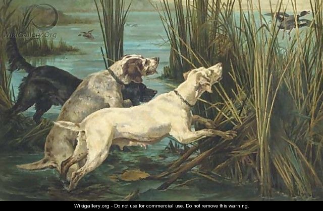Gundogs with a snipe - French School