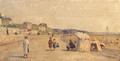 And Bathing Tents On A Beach - French School
