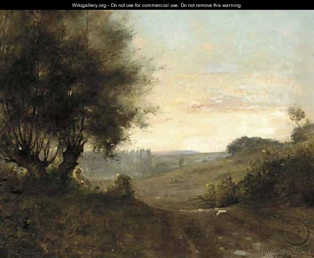 A wooded landscape at dusk - Gabriel Guerin