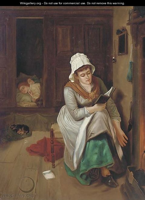 A quiet read by the fire - Edward William Cooke