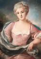 Portrait of a young lady in a pink dress with flowers in her hair - French School