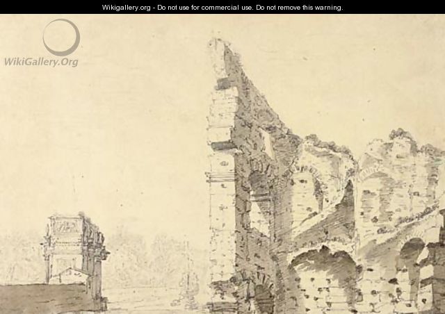 The Colosseum and the Arch of Constantine, Rome - French School