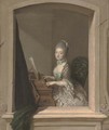 Portrait of a lady, seated, three-quarter-length, at a harpsichord, by a casement - French School