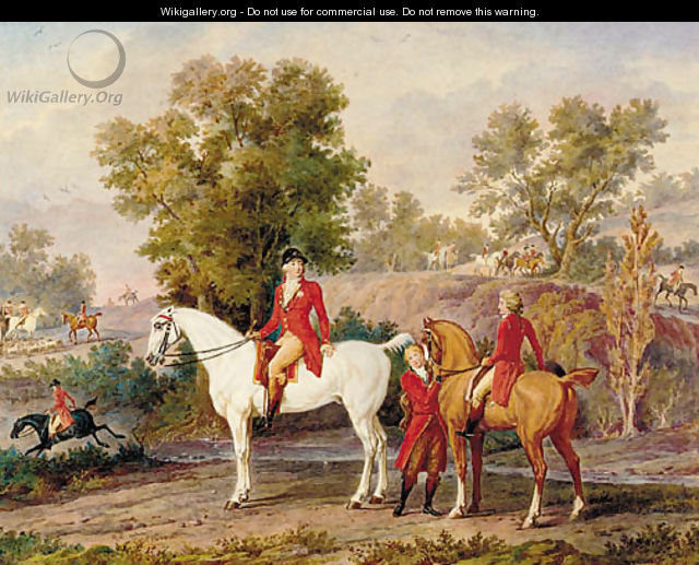The Duke of Orleans and his son, The Duke of Chartres, hunting - French School