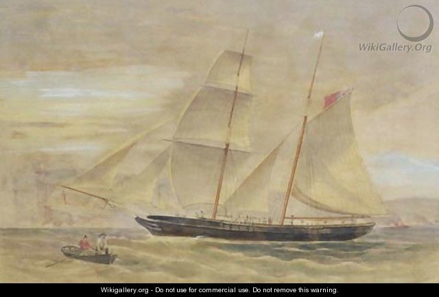 Schooner in Full Sail, leaving Sydney Harbour - Frederick Garling