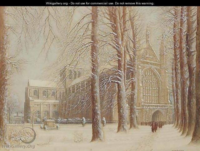 Winchester Cathedral in the snow - Frederick E.J. Goff