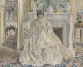 Woman Seated by a Fireplace - Frederick Carl Frieseke