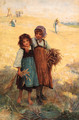 Young girls at the edge of a cornfield - Frederick Morgan