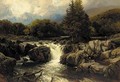 An angler in a Welsh river landscape - Frederick William Hulme