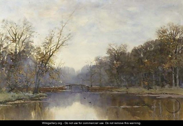 Autumn river landscape - Fredericus Jacobus Van Rossum Chattel