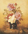 Still Life with Roses - Franz Bischoff
