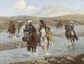 Kozaks crossing the river - Franz Roubaud