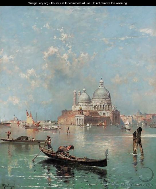 Gondolas in front of S. Maria della Salute, Venice - Franz Richard Unterberger