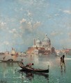 Gondolas in front of S. Maria della Salute, Venice - Franz Richard Unterberger