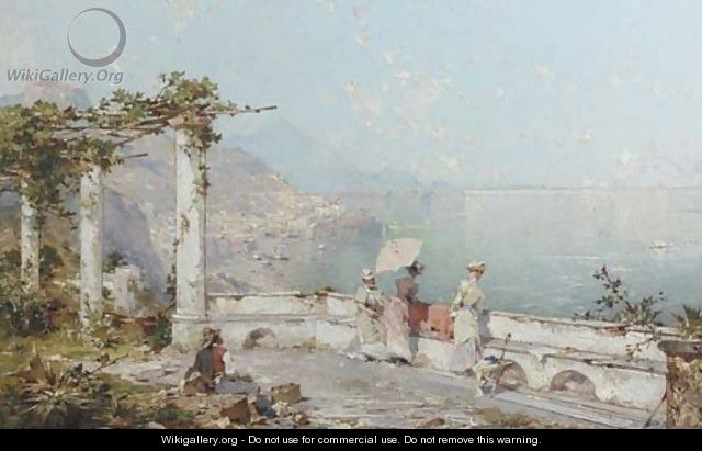 Amalfi, Golfe de Salern elegant ladies overlooking the Gulf of Salerno - Franz Richard Unterberger