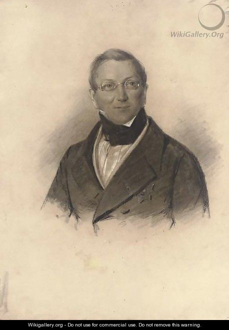 Portrait of a man, bust-length, wearing spectacles - Franz Krutger