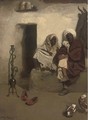 Arabs in conversation by a doorway - Franz Wutrbel