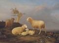 Sheep and poultry at the pond - Franz van Severdonck