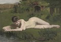 Reclining nude on the riverbank - Frank Duveneck