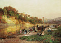Washerwomen along the river - Francois-Richard De Montholon