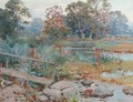 A wooded river landscape - Frank Richards, R.B.A.