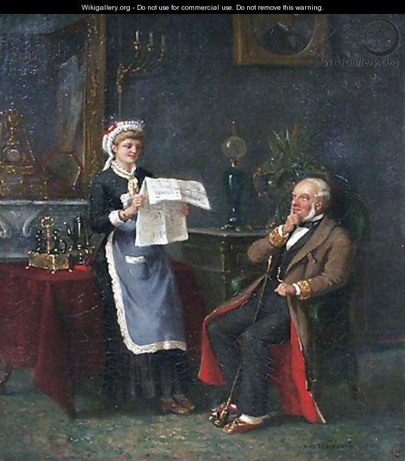 A maid reading the paper - Frans Anthonij Van Der Voort