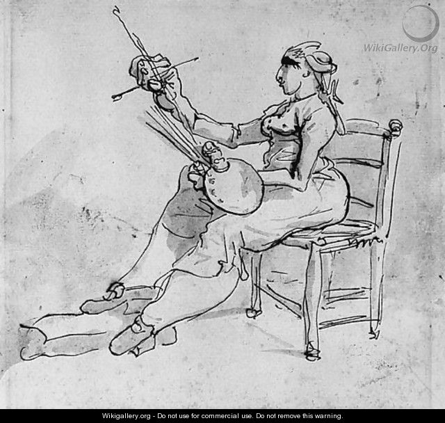 Caricature of Anicet-Charles-Gabriel-Lemonnier, seated, holding a brush and a palette - Francois-Andre Vincent