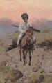 A Cossack on horseback at sunset - Frants Alekseevich Rubo