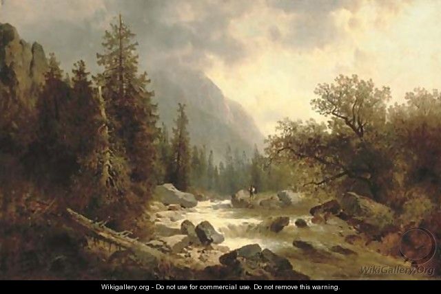 Fishing in an alpine landscape - Josef Thoma