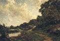 A wooded River Landscape - Jose Weiss