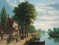 Dutch figures merrymaking on the bank of a river - Joseph F. Ellis