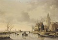 Skaters in a Dutch landscape - Joseph De Groot