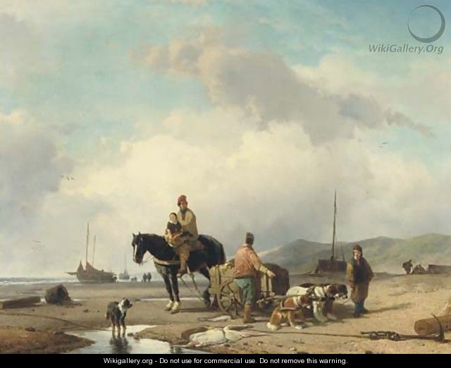 Collecting the daily catch - Joseph Jodocus Moerenhout