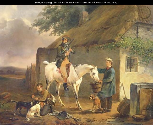 A pause from the hunt - Joseph Jodocus Moerenhout