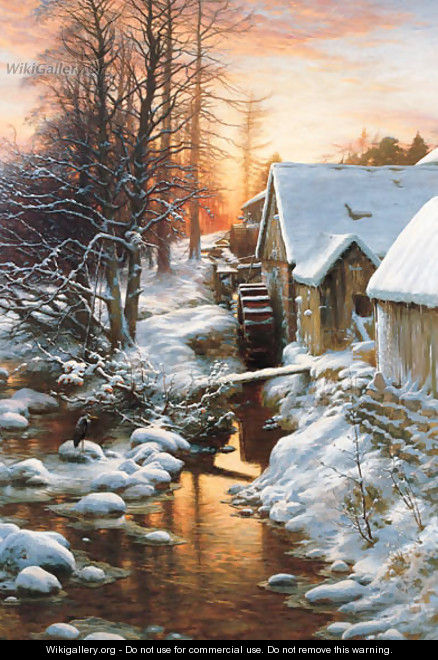 The Silence of the Snow - Bucket Mill, on the Feugh, Finzean - Joseph Farquharson